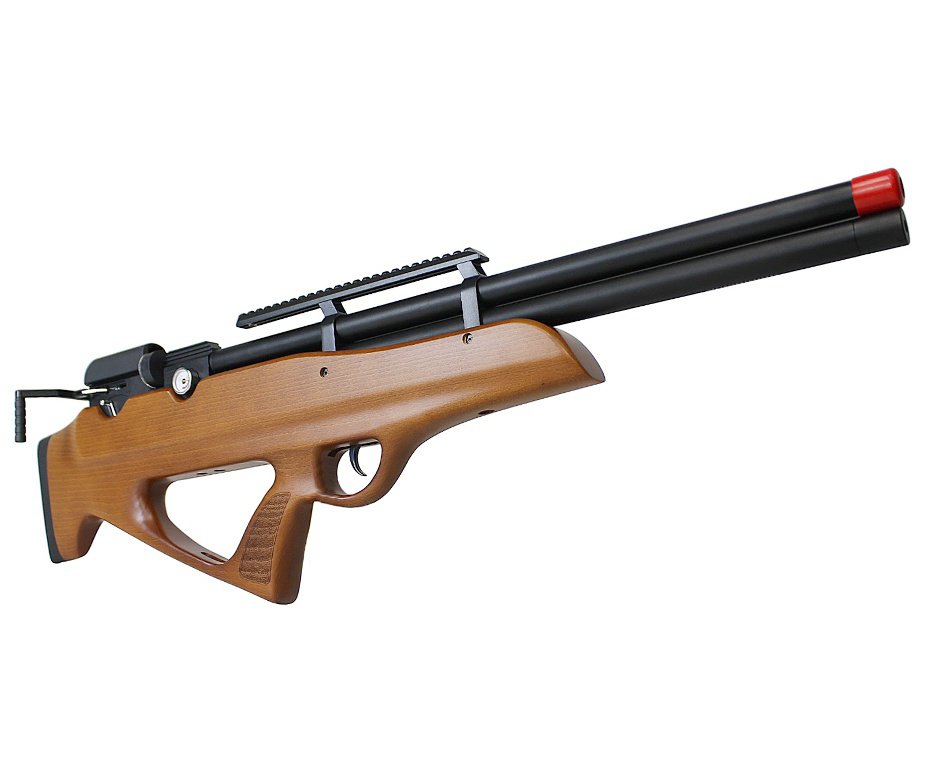 Carabina PCP Nova Vista Behemoth PS-R2-S Bullpup 5,5mm Wood + Bomba + Capa + Chumbo + Alvos + Luneta 4-16x50 + Kamuff + Kit de Limpeza + Desengripante / Anticorrosivo