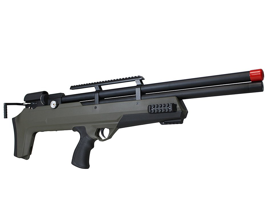 Carabina PCP Nova Vista Behemoth PS-R2-S Bullpup 5,5mm Verde Militar + Bomba + Capa + Chumbo + Alvos + Luneta 4x32