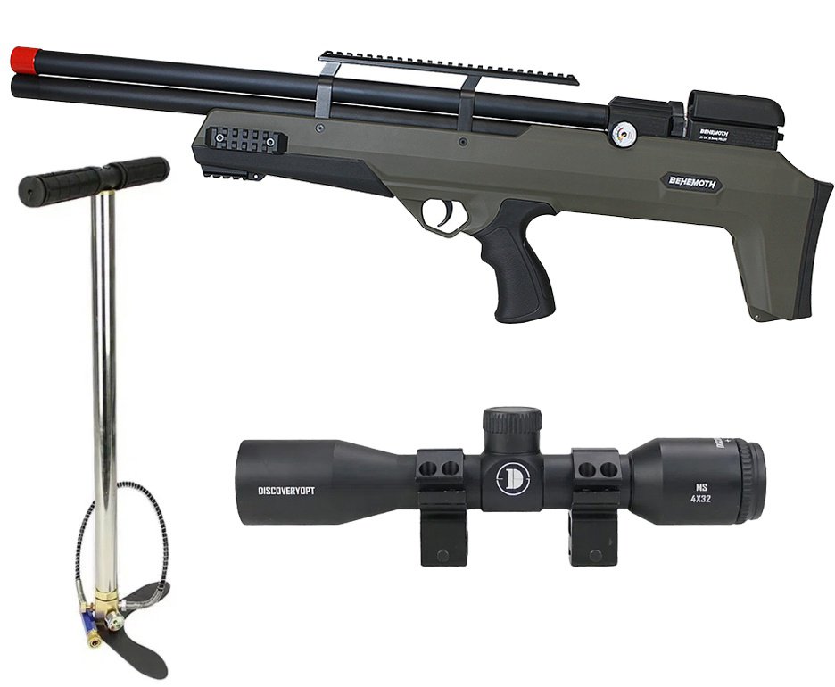 Carabina PCP Nova Vista Behemoth PS-R2-S Bullpup 5,5mm Verde Militar + Bomba + Luneta 4x32