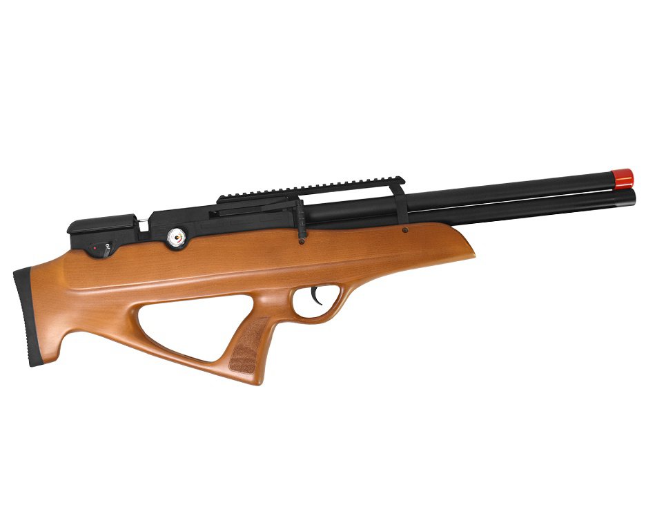 Carabina PCP Nova Vista Behemoth PS-R2-SF Bullpup 6,35mm Wood - Nova Vista + Bomba + Capa + Chumbo + Alvos + Luneta 4x32 + Kamuff + Kit de Limpeza + Desengripante / Anticorrosivo