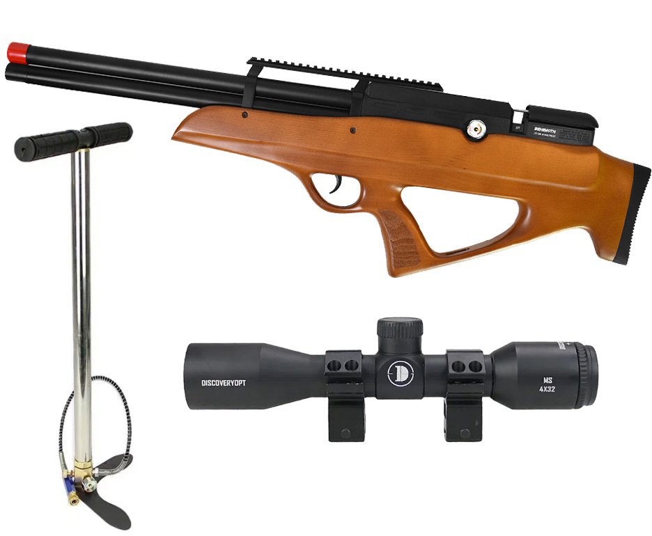 Carabina PCP Nova Vista Behemoth PS-R2-SF Bullpup 6,35mm Wood - Nova Vista + Bomba + Luneta 4x32