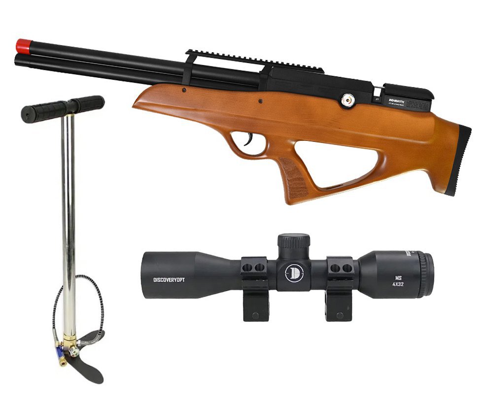 Carabina PCP Nova Vista Behemoth PS-R2-SF Bullpup 6,35mm Wood - Nova Vista + Bomba + Luneta 4x32