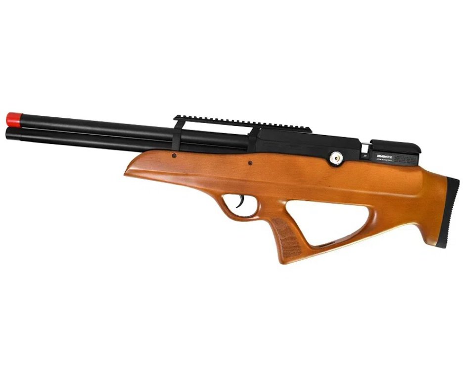 Carabina PCP Nova Vista Behemoth PS-R2-SF Bullpup 6,35mm Wood - Nova Vista + Bomba + Capa + Chumbo + Alvos + Luneta 4-16x50