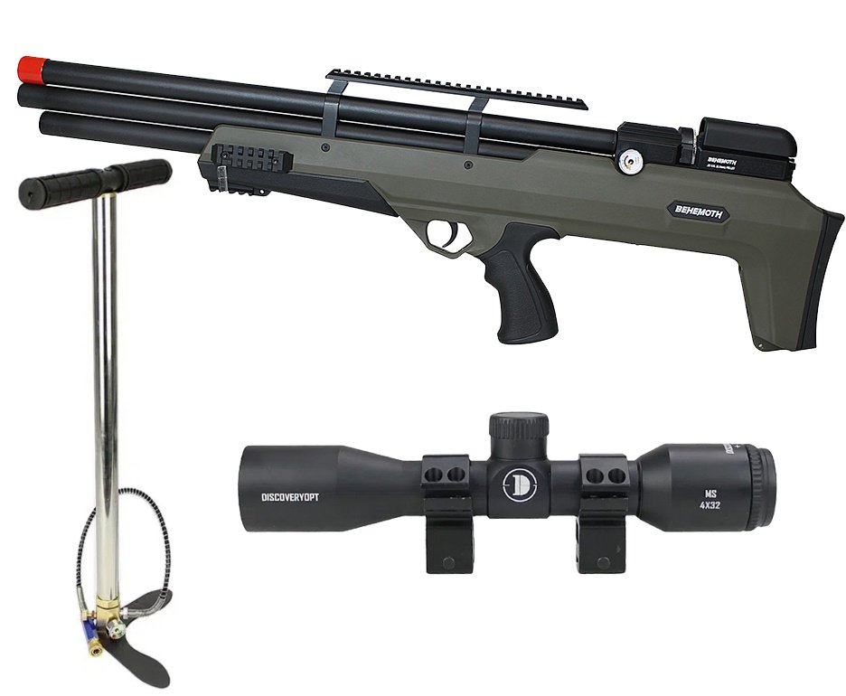 Carabina PCP Behemoth PS-R3-S Bullpup 5,5mm Verde Militar - Nova Vista + Bomba + Luneta 4x32