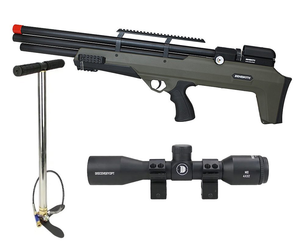 Carabina PCP Behemoth PS-R3-S Bullpup 5,5mm Verde Militar - Nova Vista + Bomba + Luneta 4x32