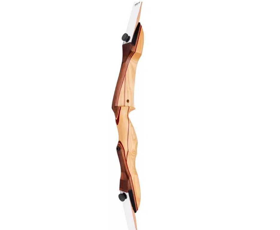 Arco Recurvo de Madeira 68'' / 28LBS Destro - Nika Archery + 3 Flechas De Fibra Vidro 30" + Cera Lubrificante