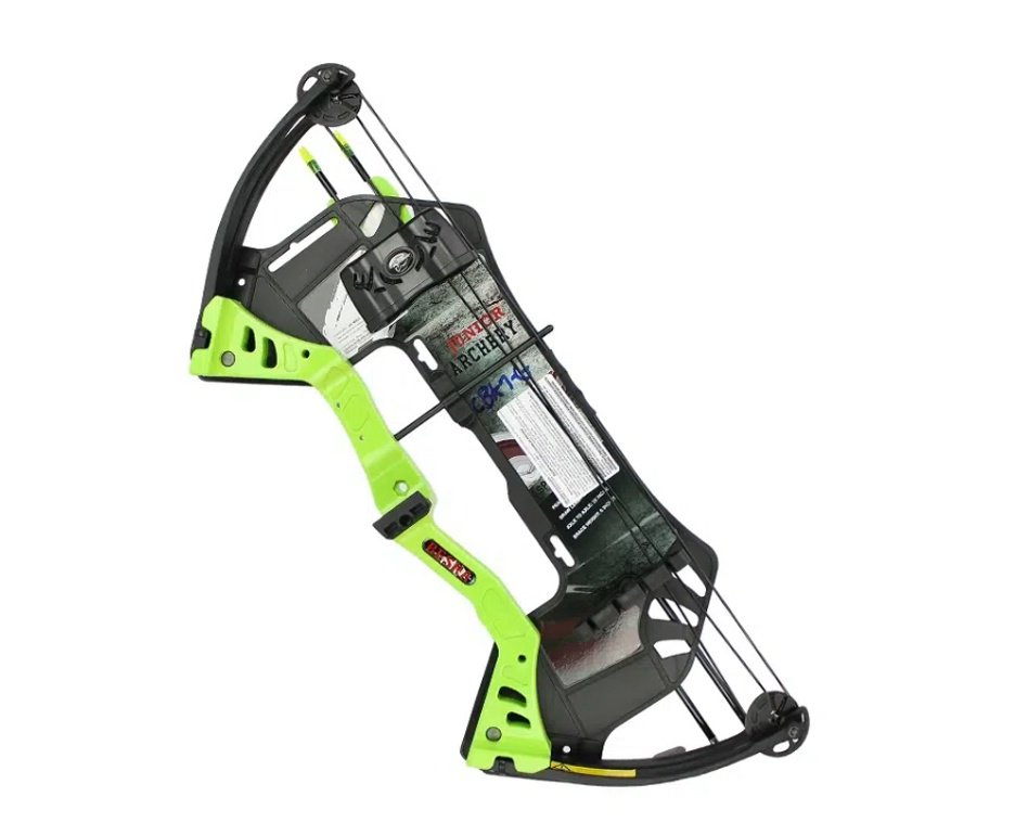 Arco Composto Man Kung 19-25 Libras Mk-cbk1 Verde + 3 Flechas de Alumínio 30" + Cera Lubrificante