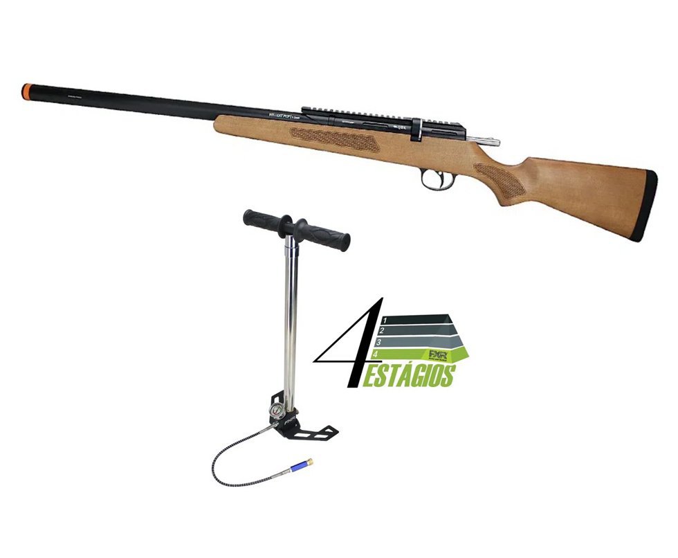 Carabina de Pressão PCP M30 HELLCAT Madeira 5,5 + Bomba 4 Estágios