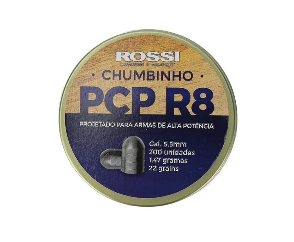 Kit 3 Cx de Chumbinho Rossi Pcp R8 5,5mm Para Destruição E Parada - 200un + 30 Alvos de Papel