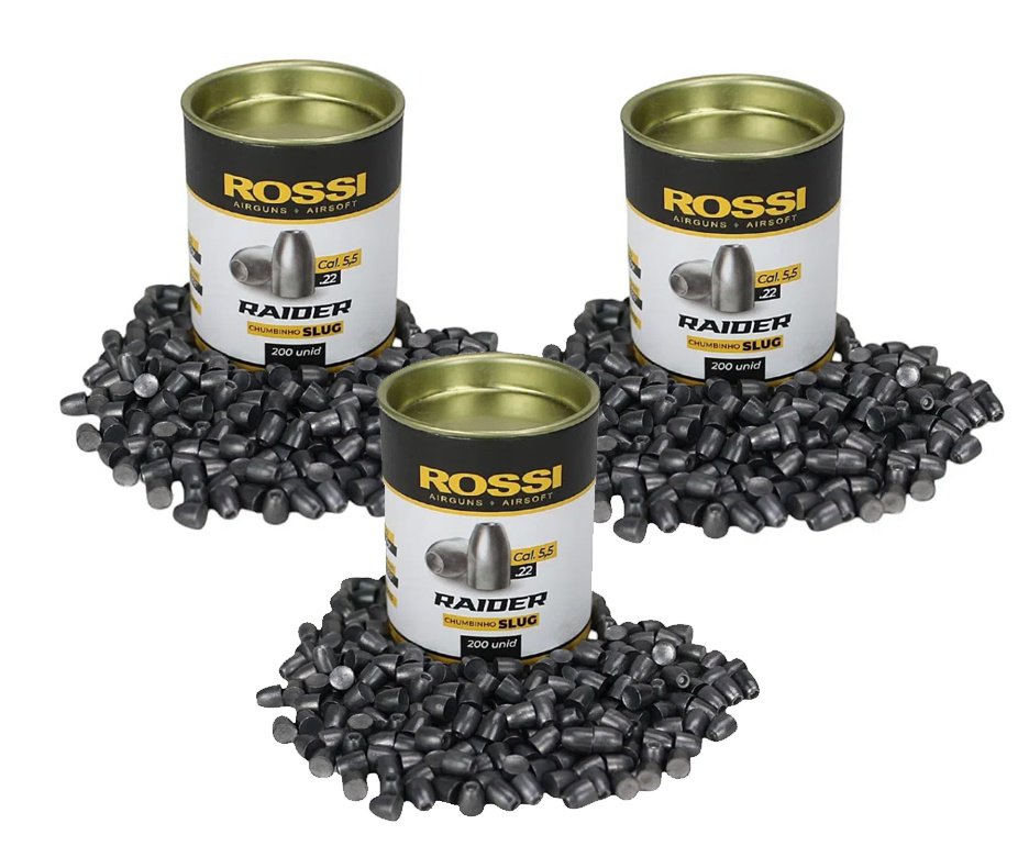 Kit 3 Cx de Chumbinho Slug Raider 5,5mm para Carabina de pressão 200und Rossi