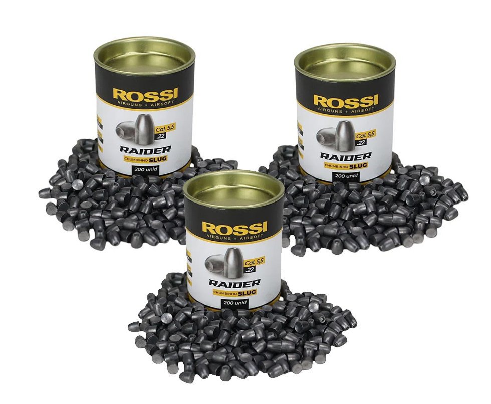 Kit 3 Cx de Chumbinho Slug Raider 5,5mm para Carabina de pressão 200und Rossi