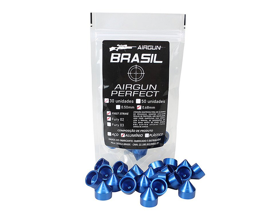 First Strike Aluminio Paintball  .68 / pct com 30un Azul - Airgun Brasil