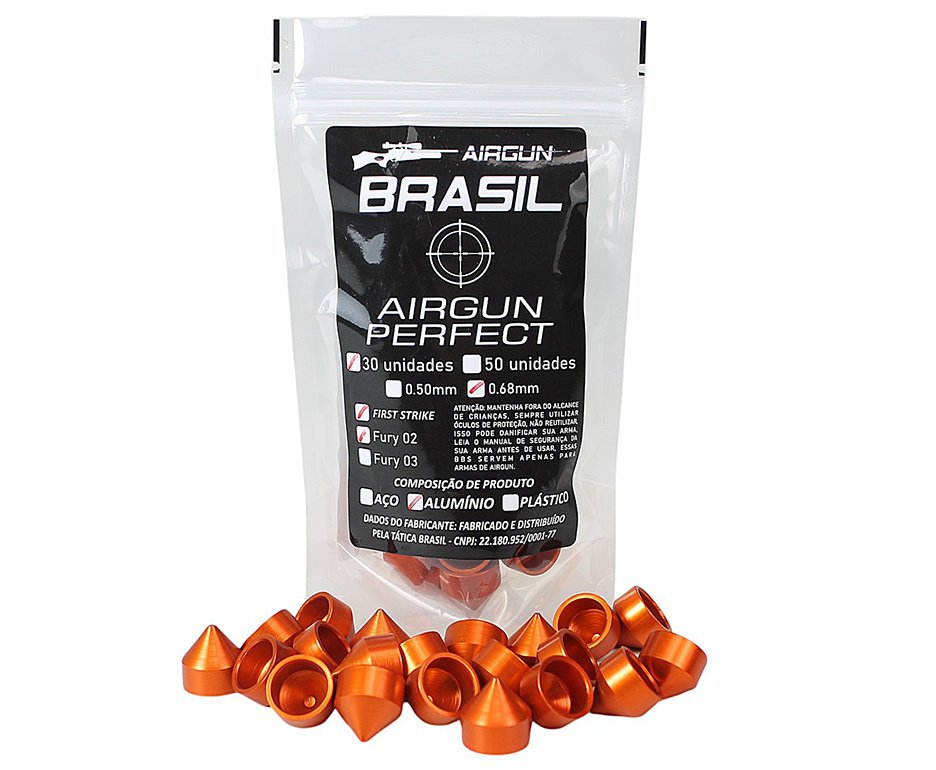 First Strike Aluminio Paintball  .68 / pct com 30un Laranja - Airgun Brasil