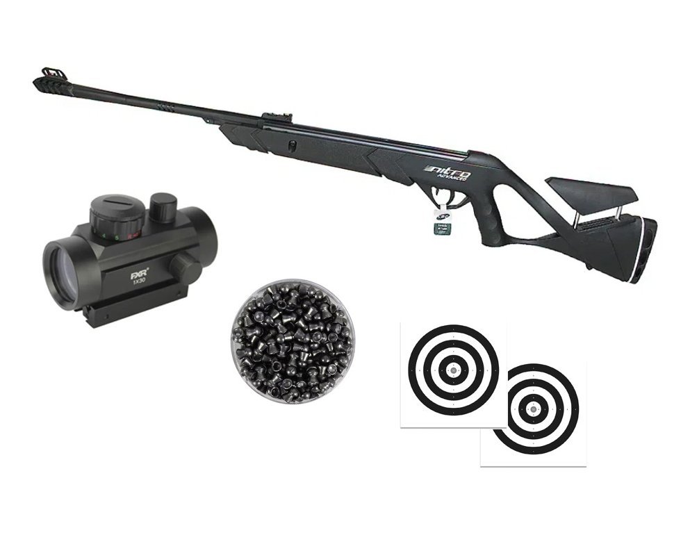 Carabina de Pressão CBC Nitro Advanced 6,35mm + Red Dot 1x30 + Kit Limpeza + Chumbos + Alvos