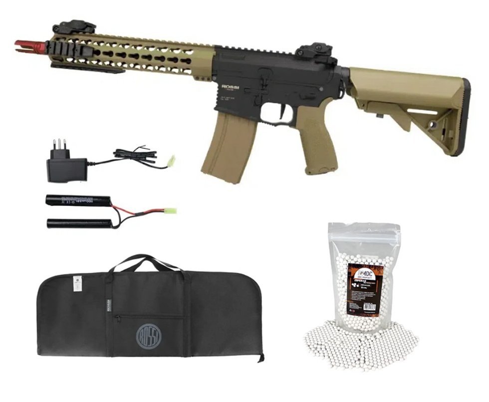 Rifle de Airsoft AR15 Neptune 10" Short TAN ET Keymod 6mm - Rossi + BBS + Capa