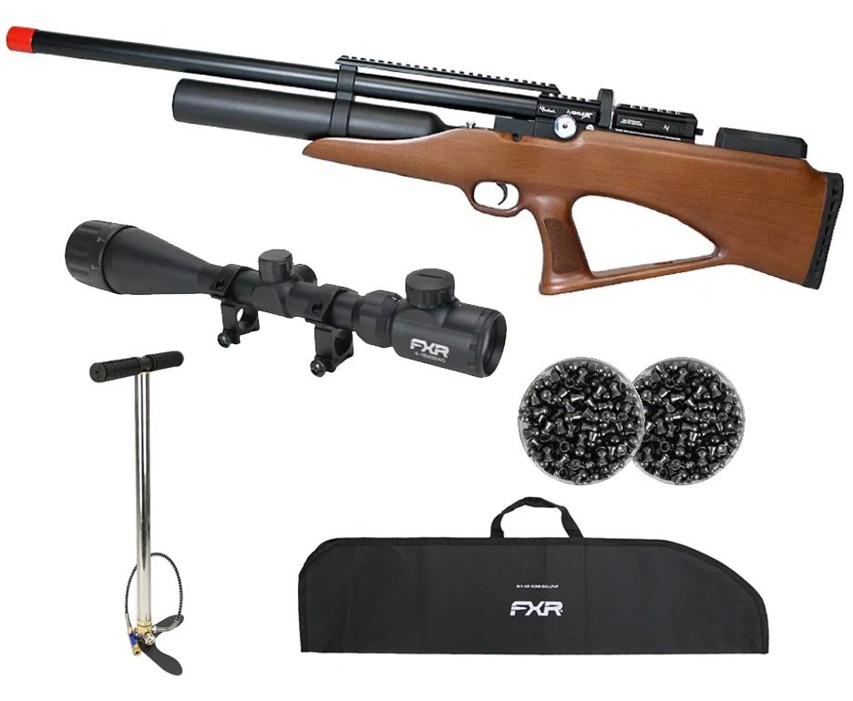 Carabina PCP Nova Vista Avenge-X X1 BBW Bullpup 5,5mm Wood + Bomba + Capa + Chumbo + Luneta 4-16x50