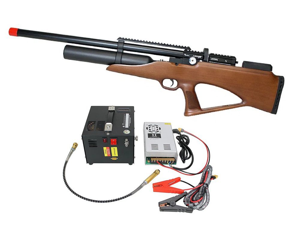 Carabina PCP Nova Vista Avenge-X X1 BBW Bullpup 5,5mm Wood + Compressor Portátil Trivolt Compact