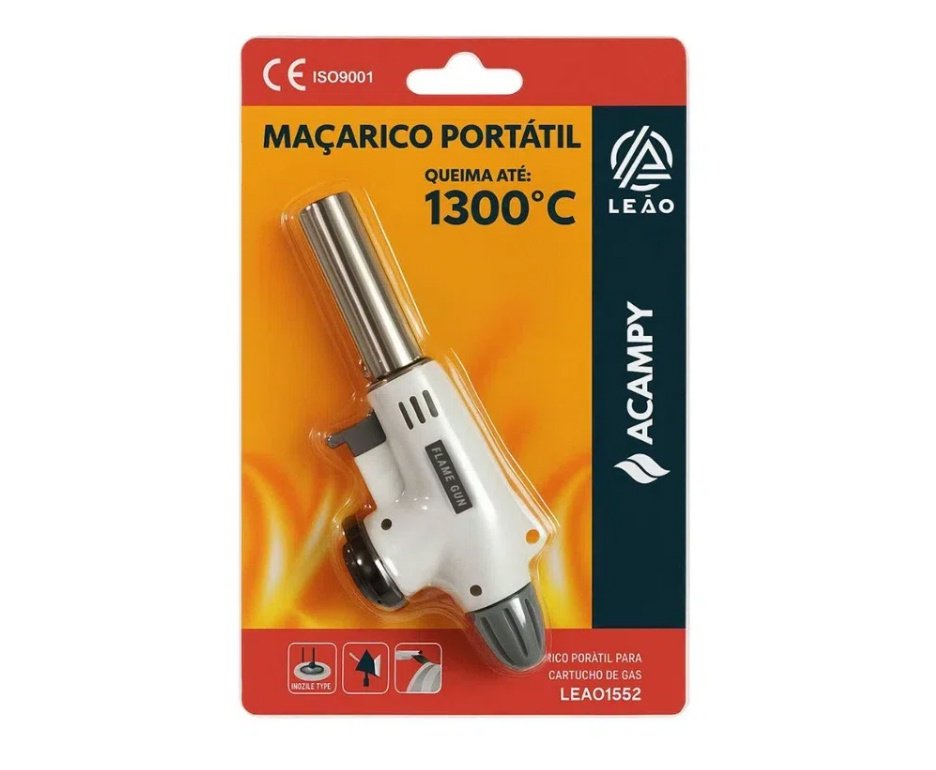 Fogareiro Frontier Portatil Para Cozinha E Camping Azul - Nautika + Refil Gás + Maçarico Portátil