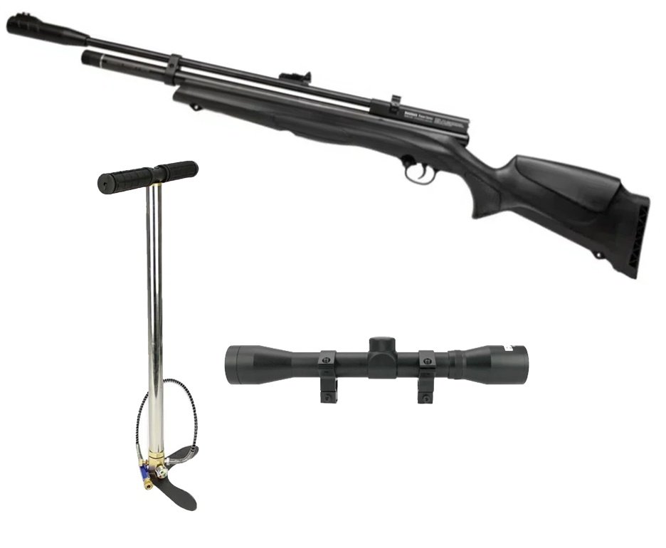 Carabina de Pressão PCP Beeman New 1336S Side Lever 6.35mm - Rossi + Bomba + Luneta 4x32