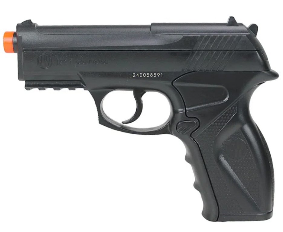 Pistola De Pressão Gas Co2 Wg C11 / R11 Polímero Esferas Aço 4,5mm + BBS + Co2 + Alvos + Case + Óleo de Silicone