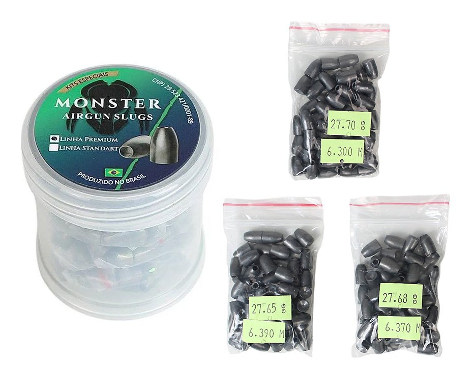 Chumbinho Monster Slug Hybrid 6,35 mm - Kit de teste .25 - Gen2