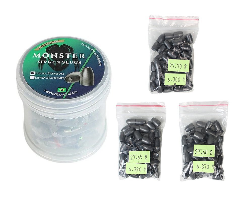 Chumbinho Monster Slug Hybrid 6,35 mm - Kit de teste .25 - Gen2