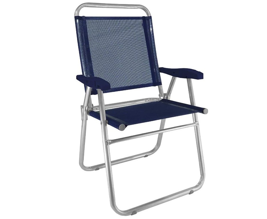 Cadeira de Praia Aluminio Cancun Plus Capacidade Até 120 KG Zaka - Azul Marinho