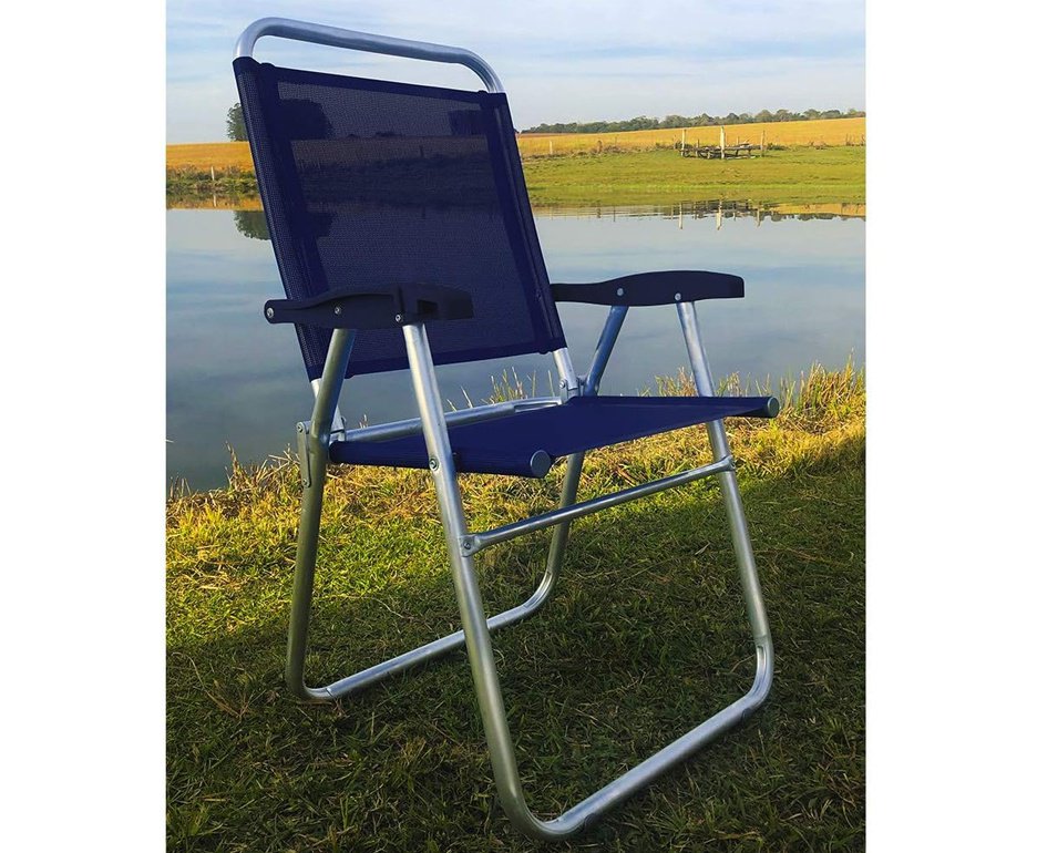 Cadeira de Praia Aluminio Cancun Plus Capacidade Até 120 KG Zaka - Azul Marinho