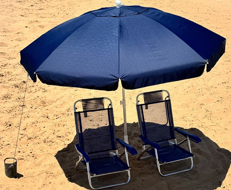 Guarda Sol Poliéster UV50+ Alumínio 2,50 x 2,5m Azul Marinho - Zaka