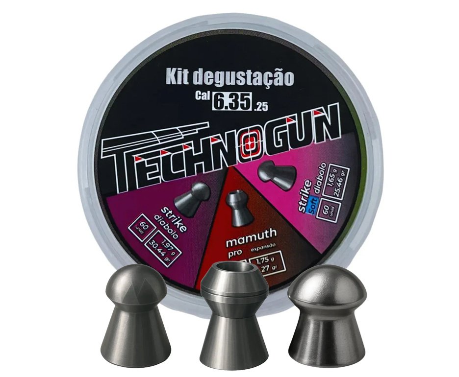 Kit Degustação Chumbinho Technogun Cal. 6,35mm c/180 Unidades