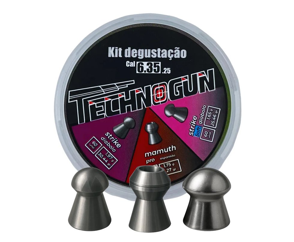 Kit Degustação Chumbinho Technogun Cal. 6,35mm c/180 Unidades