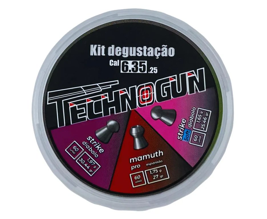 Kit Degustação Chumbinho Technogun Cal. 6,35mm c/180 Unidades