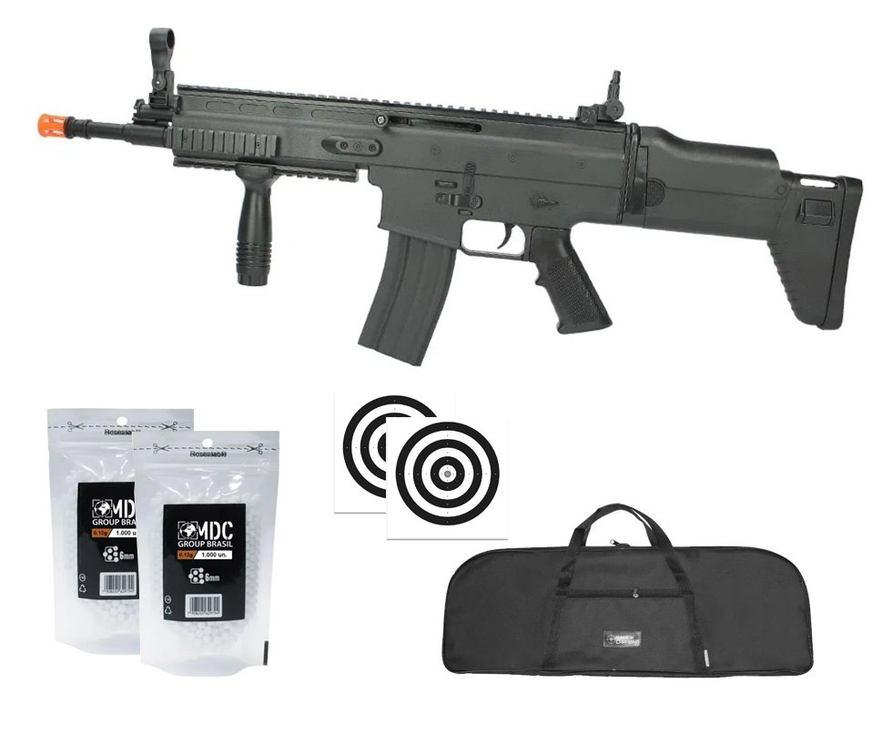 Rifle De Airsoft Vg Scar L 8902a Spring 6mm + Capa + BBS + Alvos