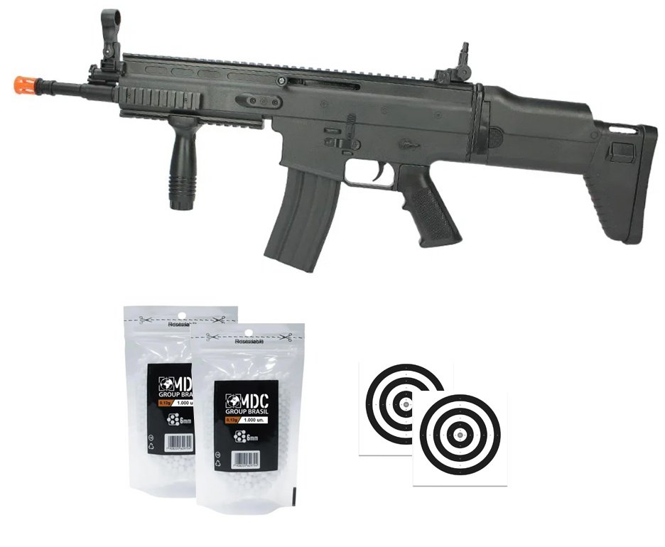 Rifle De Airsoft Vg Scar L 8902a Spring 6mm + BBS + Alvos