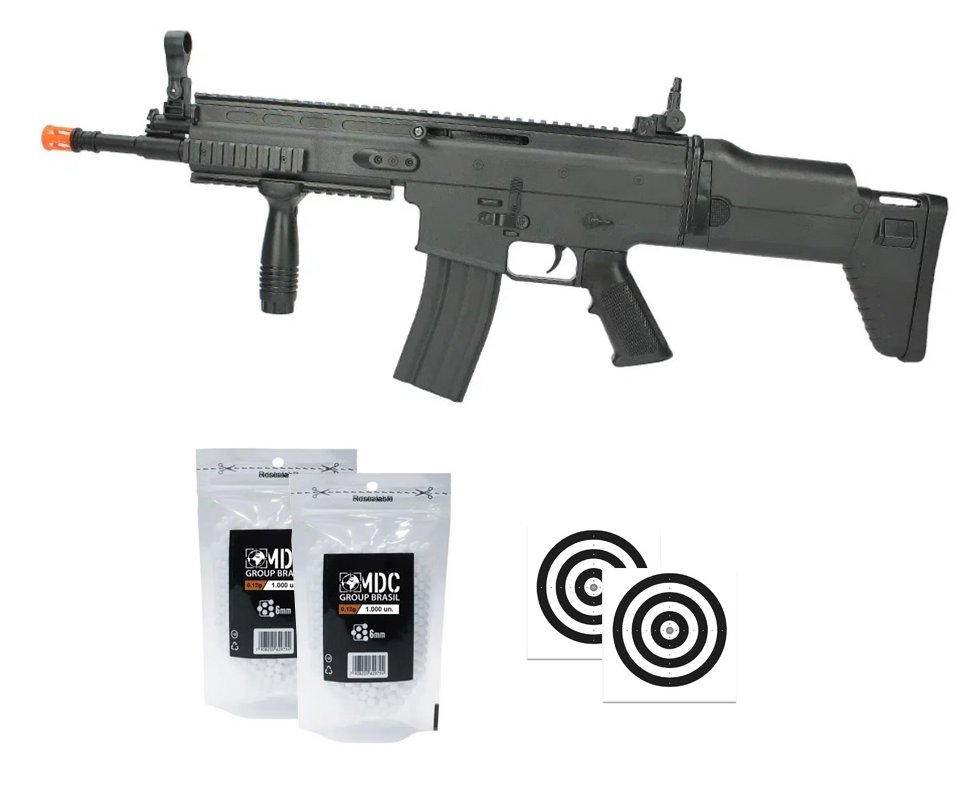 Rifle De Airsoft Vg Scar L 8902a Spring 6mm + BBS + Alvos