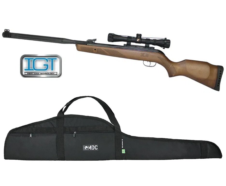 Carabina de Pressão Gamo Hunter Maxxim IGT 5,5mm Madeira Com Luneta 4x32 WR + Capa