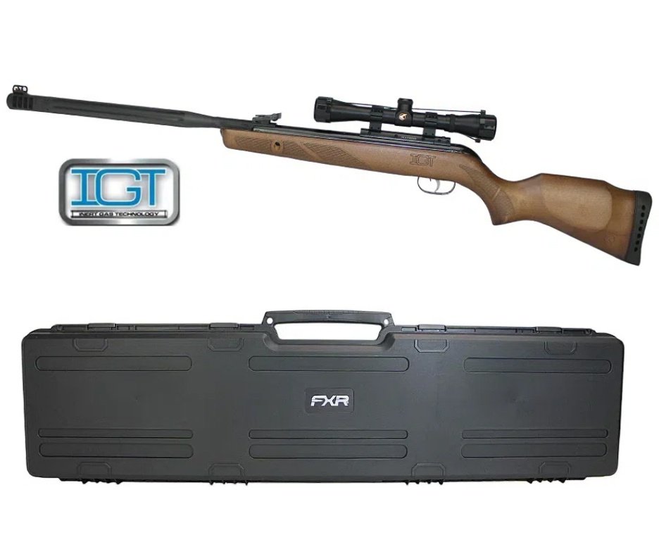 Carabina de Pressão Gamo Hunter Maxxim IGT 5,5mm Madeira Com Luneta 4x32 WR + Case FXR