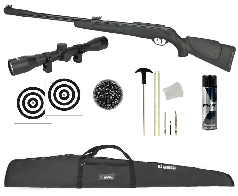 Carabina De Pressão Cfx Gamo Cal 5,5mm + Capa + Luneta 4x32 + Chumbo + Alvos + Kit de Limpeza + Desengripante / Anticorrosivo