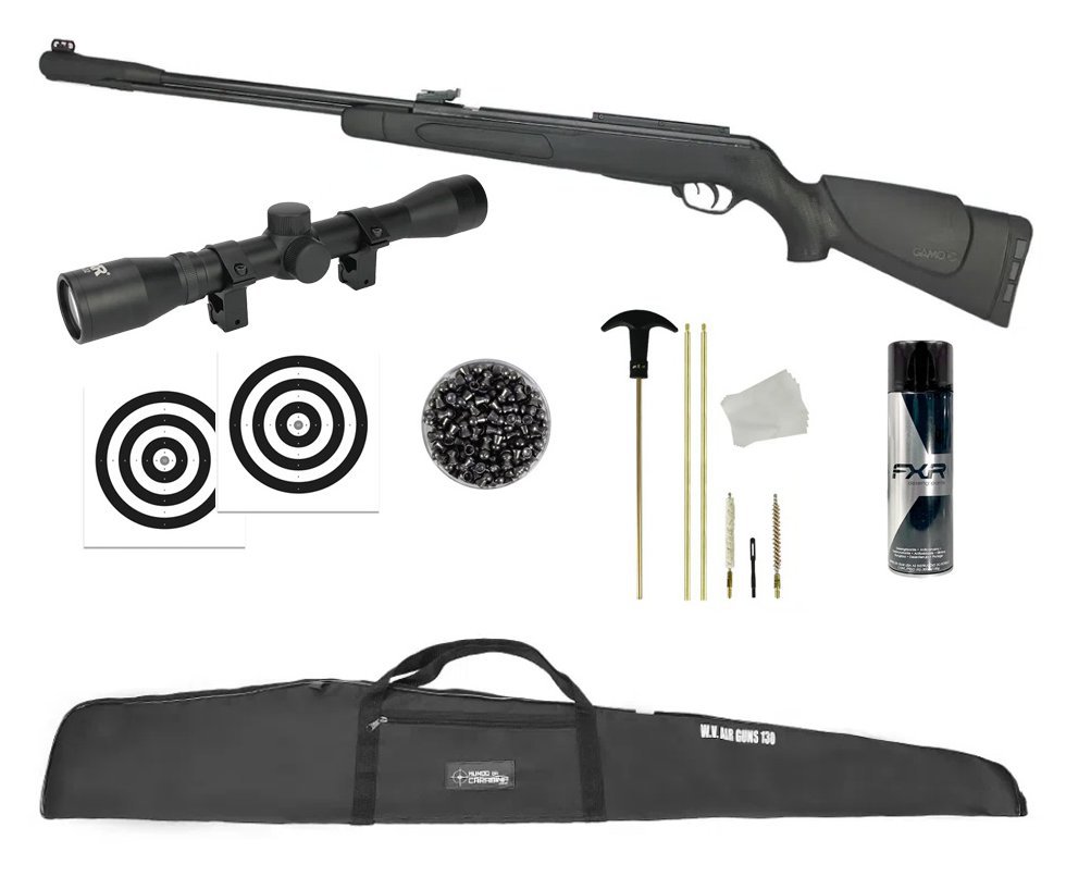 Carabina De Pressão Cfx Gamo Cal 5,5mm + Capa + Luneta 4x32 + Chumbo + Alvos + Kit de Limpeza + Desengripante / Anticorrosivo