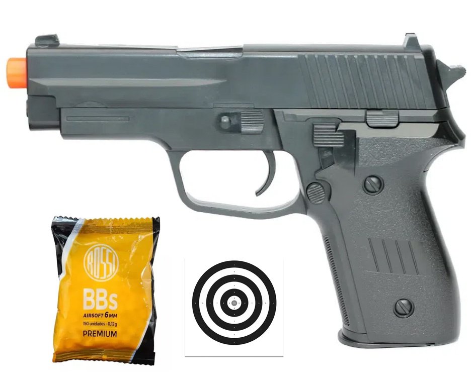 Pistola De Airsoft Vg P226 Spring 6mm Rossi Vigor + BBS + Alvos