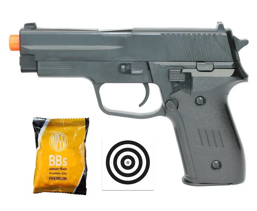 Pistola De Airsoft Vg P226 Spring 6mm Rossi Vigor + BBS + Alvos