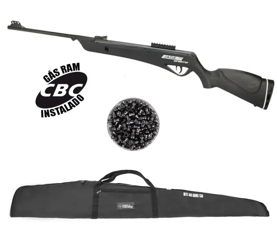 Carabina de Pressão CBC Jade Pro Nitro 6.35mm Preta + Chumbo + Capa