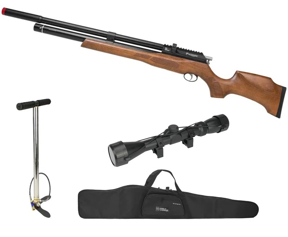 Carabina de Pressão PCP Kodiak VR Madeira 6,35mm - Rossi + Bomba + Capa + Luneta 3-9x40