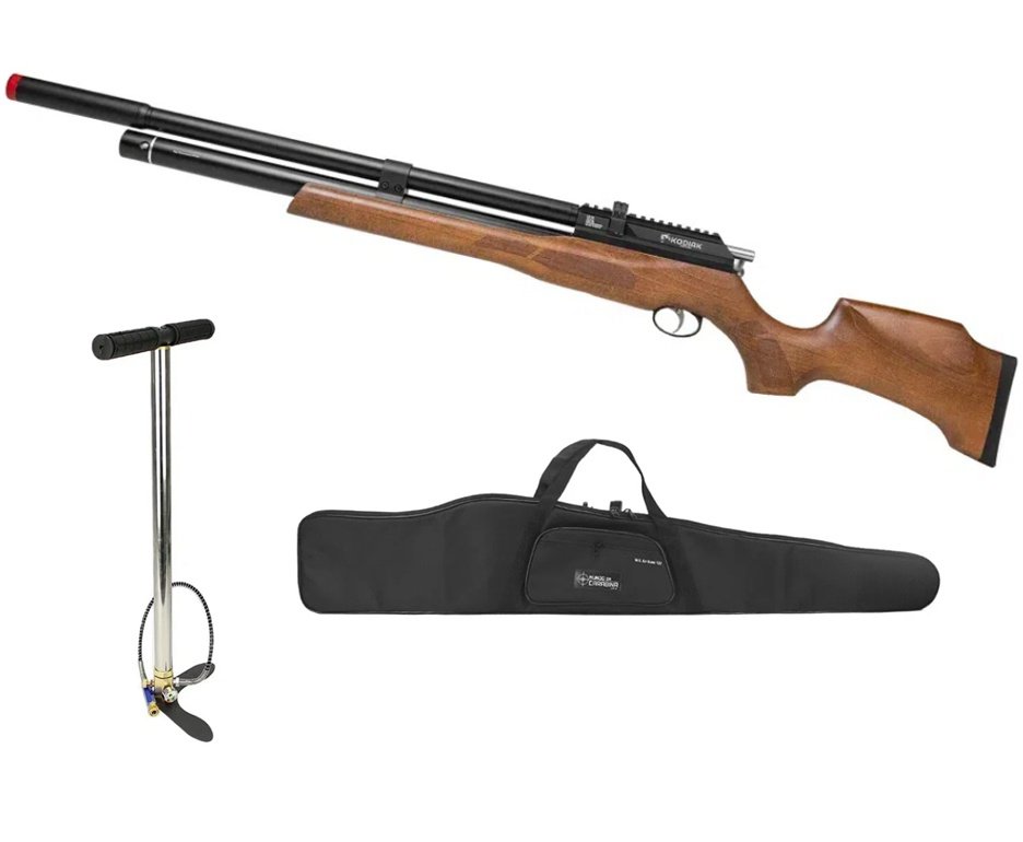 Carabina de Pressão PCP Kodiak VR Madeira 6,35mm - Rossi + Bomba + Capa