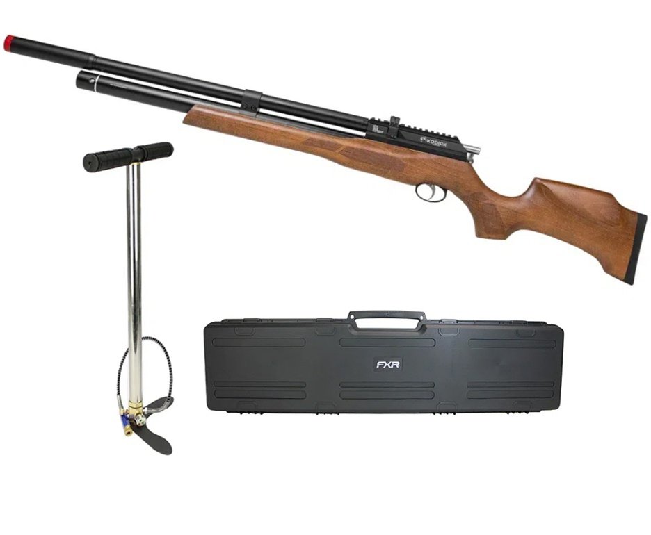 Carabina de Pressão PCP Kodiak VR Madeira 6,35mm - Rossi + Bomba + Case FXR