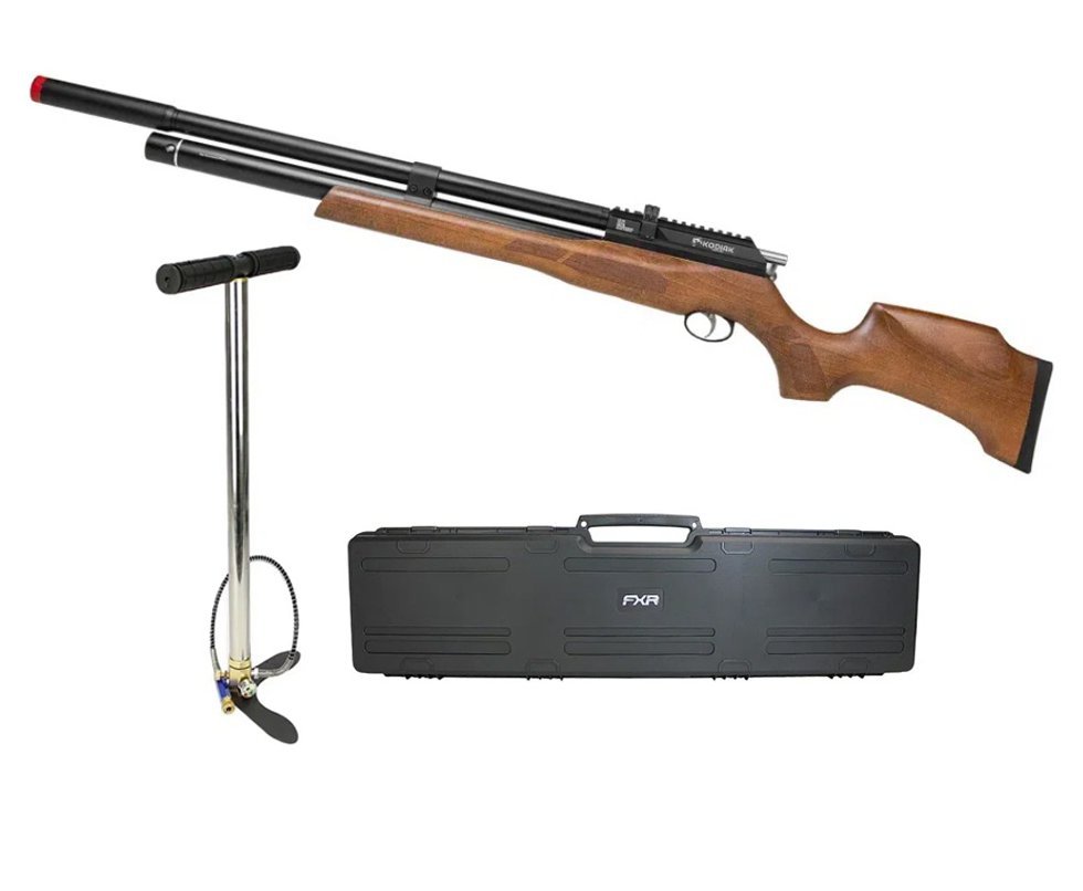 Carabina de Pressão PCP Kodiak VR Madeira 6,35mm - Rossi + Bomba + Case FXR