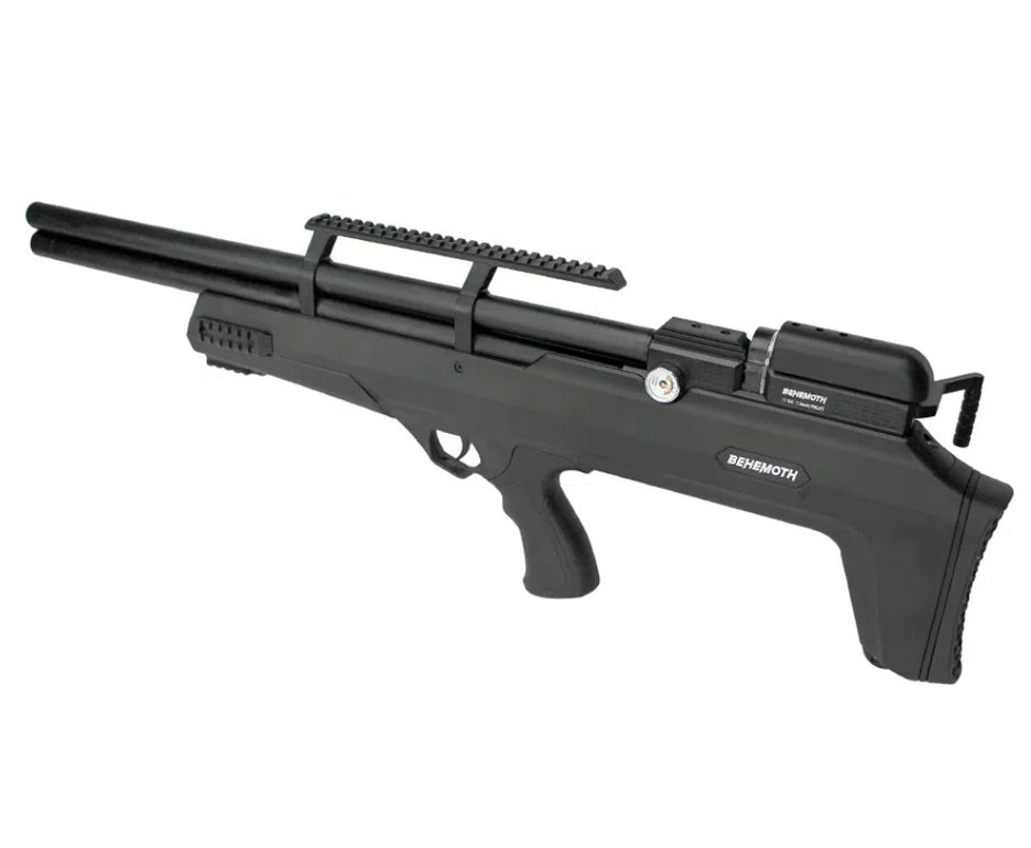 Carabina de Pressão PCP Nova Vista Bullpup Behemoth PS-R2-S Black 5.5mm com reguladora + Bomba + Capa + Luneta 3-9x40 + Chumbo + Alvos + Kit Limpeza