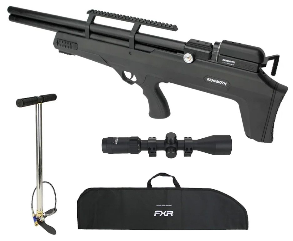 Carabina de Pressão PCP Nova Vista Bullpup Behemoth PS-R2-S Black 5.5mm com reguladora + Bomba + Capa + Luneta 3-9x40