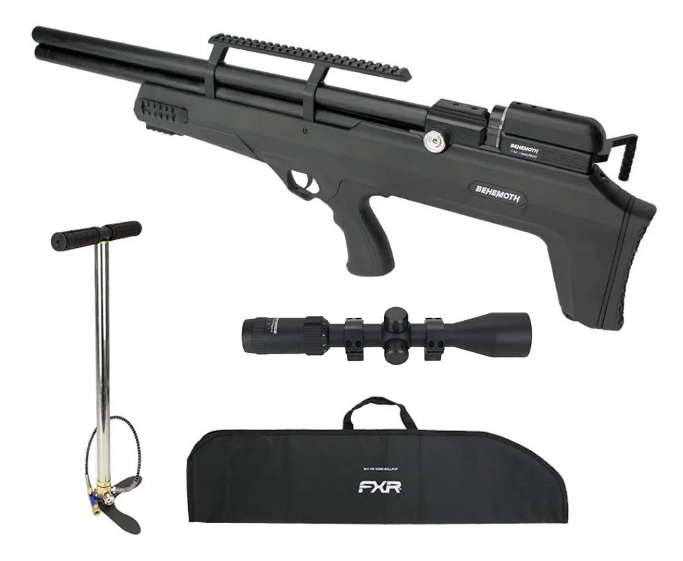 Carabina de Pressão PCP Nova Vista Bullpup Behemoth PS-R2-S Black 5.5mm com reguladora + Bomba + Capa + Luneta 3-9x40