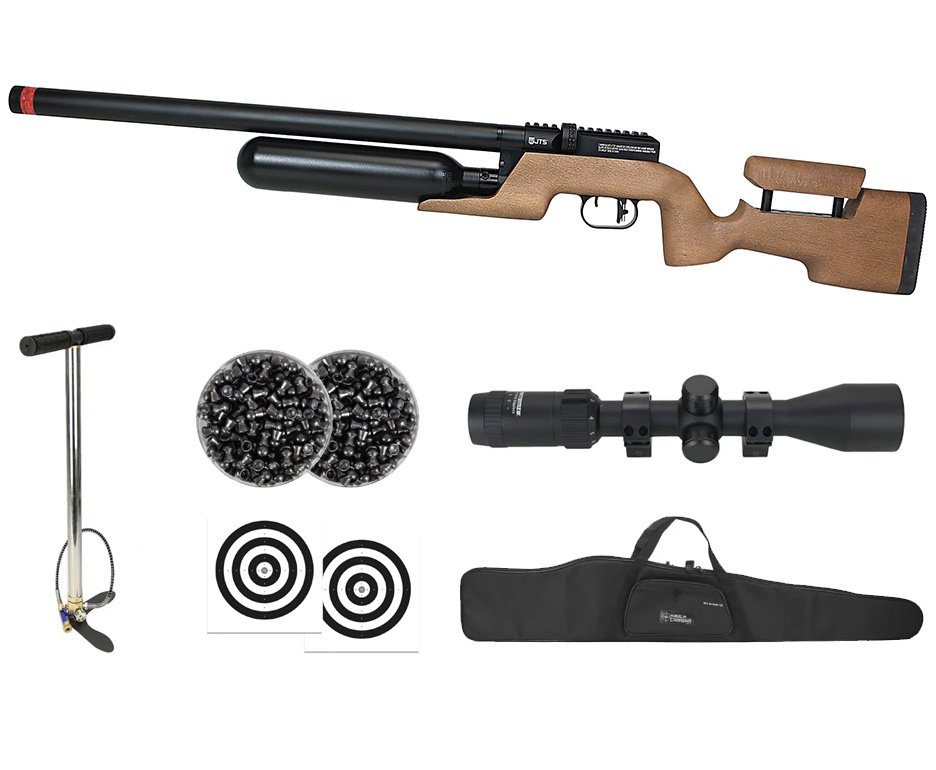 Carabina de Pressão PCP JTS Shawlawk 5.5mm - FXR + Bomba + Capa + Luneta 3-9x40 + Chumbos + Alvos